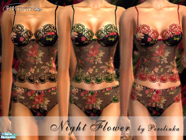 Sims 2 — NIGHT FLOWER by perelinka — Dark lingerie.