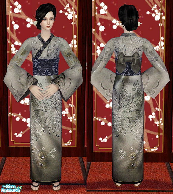 The Sims Resource - Geisha - Kimonos for AF - Silver