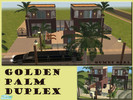 Sims 2 — Golden Palm Duplex by Gumby_Girl — 2x 1bed, 1 bath modern apartments. Spiral staircase leads up to master