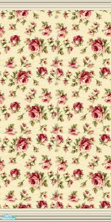 Sims 2 — Floral Vintage Set 1 - Floral Vintage 1.2 by Jron — A single wall, with baseboard and crown molding.
