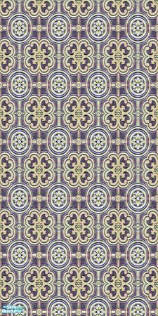 Sims 2 — Anaglypta Wallpapers - Anaglypta In Blue And Gold by Anarial — A blue and gold recolour of the Anaglypta in