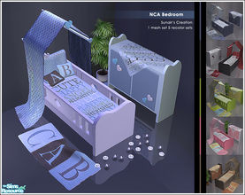 Sims 2 — NCA Girls Room by Sunair — 1 mesh set (lightwood) and 5 recolor sets (black, blue, darkwood, nature and white).