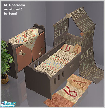 Sims 2 — NCA Girls Room - Recolor set 3 by Sunair — NCA Girls Room - Recolor set 3 (darkwood)