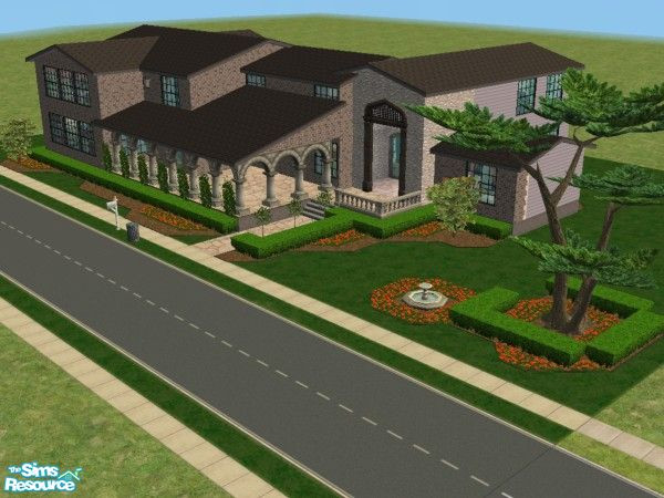 Sims 2 — Robertson Road by skagrl7250 — 3 bedrooms, 3 bathrooms, office, living room, family room, pool, hot tub.
