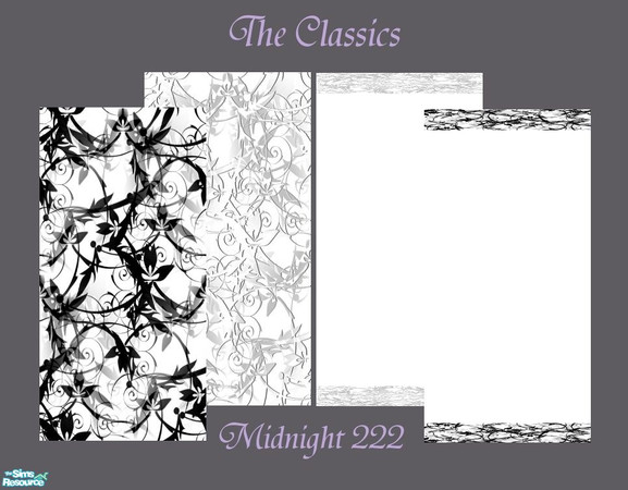 Sims 2 — The Classics by Midnight222 — Classic Floral designed wallpaper in a Subtle Silver and Black and White with