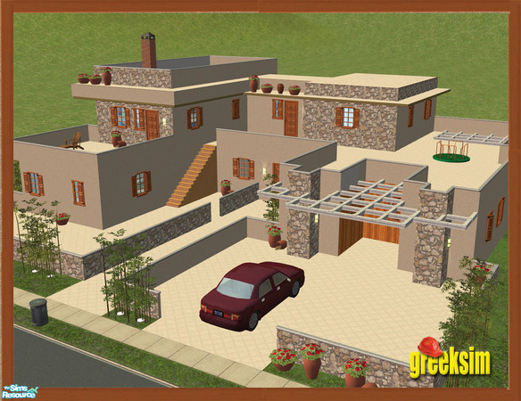 Sims 2 — grks Hellenic Home  by greeksim — Hellenic type of house with different levels. 