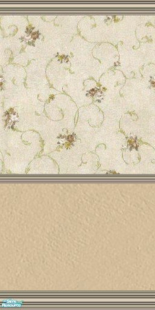 Sims 2 — Floral Vintage Set 3 - Vintage Floral 3.3 by Jron — A single wall, with baseboard, crown molding, and