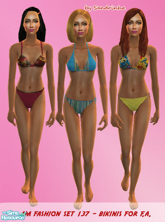 Sims 2 — SM Fashion Set 137 - Bikinis for Female Adults by sandrinha — Three bikinis for your female adult Sim. Enjoy!