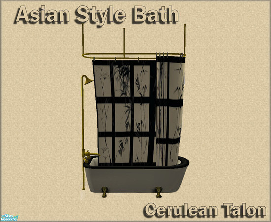 Sims 2 — Asian Bathroom - Shower and Tub by Cerulean Talon — Simplicity of design make this a calm and inviting room.
