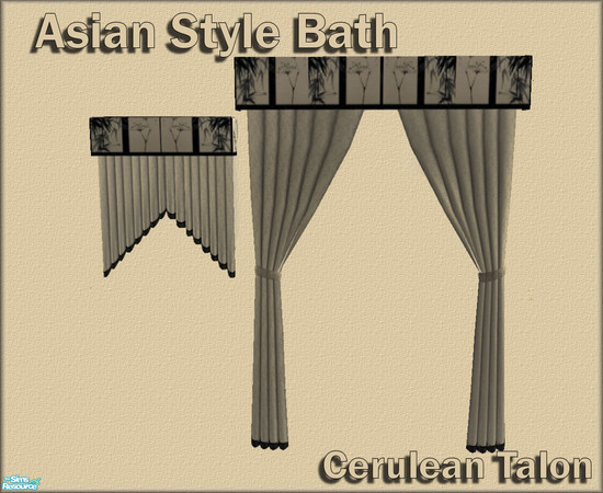 Sims 2 — Asian Bathroom - Curtains by Cerulean Talon — Simplicity of design make this a calm and inviting room.