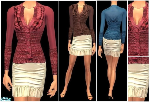Sims 2 — JPafdaily31 by juttaponath — Ruffle blouse and skirt for adults. No mesh or expansion pack required.