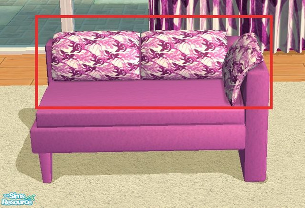 Sims 2 — Floral Pink Recolour of Angelamveliza \'s All White Set -  Loveseat Cushions by Midnight222 — 