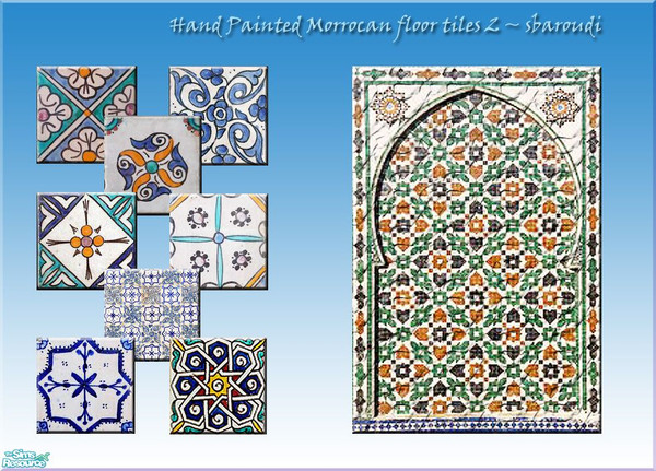 Sims 2 — Hand Painted Morrocan Floor Tiles ~ 2 by sbaroudi — More hand painted Morrocan floor tiles to add that touch of