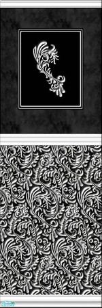 Sims 2 — Floral Black Marble Bathroom Panels & Floor Tiles. by eriduserpent — A marble deco panel part of a set.