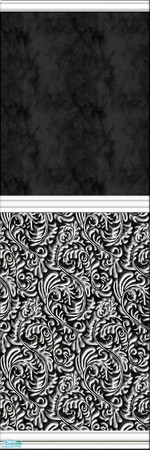 Sims 2 — Floral Black Marble Bathroom Panels & Floor Tiles.  by eriduserpent — A floral marble panel, part of a set.