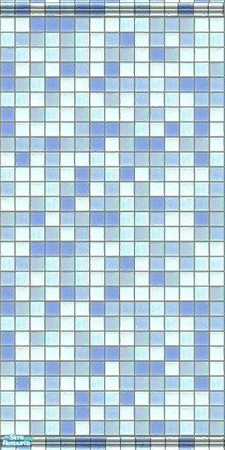 Sims 2 — Blue Ice Dreams Tile Set - Blue Ice Dreams Tile 1.2  by Jron — A wall tiled in lovely and cooling shades of blue