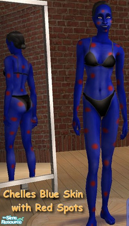 Sims 2 — Chelles Spotted Skin by Rogue4378 — Chelle brings you this blue skin with red spots. Available both male and