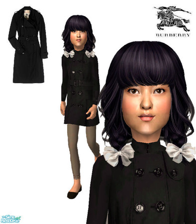 Sims 2 — Burberry Ivybridge Trench Coat - Black for children by ancsie18 — Burberry Ivybridge Trench Coat - Black CHILD
