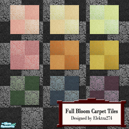 Sims 2 — Full Bloom Carpet Tiles by elektra274 — A set of 11 carpet tiles with a floral pattern.