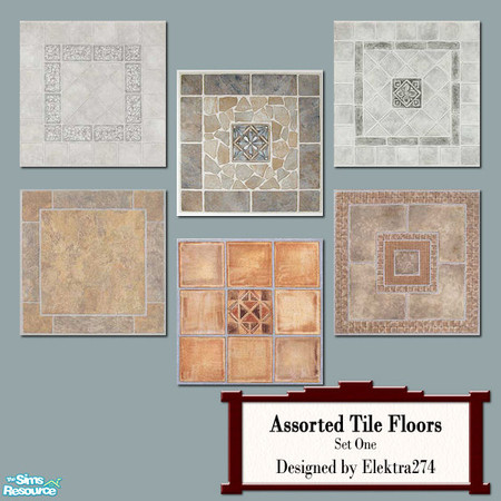 Sims 2 — Assorted Tile Floors, Set 1 by elektra274 — A collection of 6 floors in assorted tile patterns.