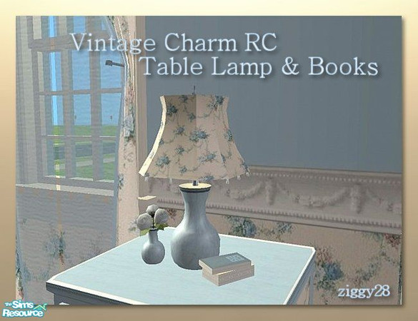 Sims 2 — Vintage Charm Bedroom - Table Lamp & Books Recolour by ziggy28 — Vintage charm table lamp and books recolour