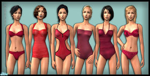 Sims 2 — FS 76 - Swimwear: Shades of red by katelys — 6 cute red swimsuits for adult women. Hope you enjoy!