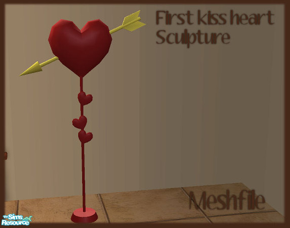 Sims 2 — First Kiss Heart Sculpture by JenniferNine — Meshfile \"First Kiss Heart and arrow\"
