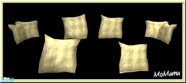Sims 2 — NK Floppy Cushions Plaid Pale Yellow by MoMama — A set of floppy cushions in a Pale Yellow plaid. 