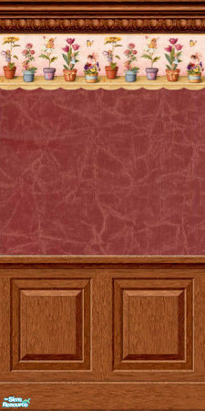 Sims 2 — Vintage Flowers -  Rose with Wainscoting by Cerulean Talon — Delicate colors and rich textures for that