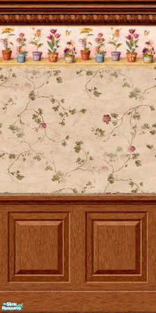 Sims 2 — Vintage Flowers - With Wainscoting by Cerulean Talon — Delicate colors and rich textures for that perfectly