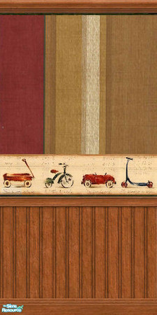 Sims 2 — Vintage Toys  - Border with Chair Rail & Beadboard by Cerulean Talon — Vintage wallpaper and carpets with