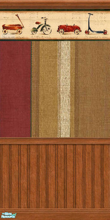Sims 2 — Vintage Toys  - Border with Beadboard by Cerulean Talon — Vintage wallpaper and carpets with rich colors and
