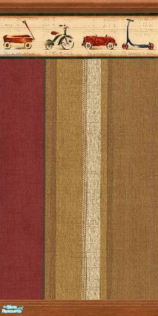 Sims 2 — Vintage Toys  -  Border with Crown & Kick by Cerulean Talon — Vintage wallpaper and carpets with rich colors