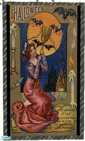 Sims 2 — Happy Halloween Painting - Witch and the Pumpkin Moon by debs913 — Old fashioned painting of a pretty Victorian