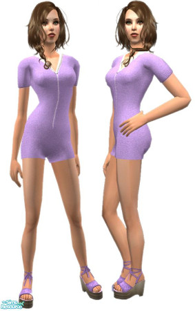 Sims 2 — Terry Cloth Hooded Onesie  - Lilac by Grizzelda — Have fun with this Three\'s Company inspired outfit! Sized for