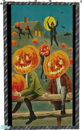 Sims 2 — Happy Halloween Painting - Scary Pumpkin Heads by debs913 — Very scary, spooky, eerie Jack-o-Lantern headed Sims