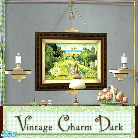 Sims 2 — Vintage Charm Dark -Picture Shelves Recol by Cashcraft — Vintage Charm Dark is a set recolor of my Vintage Charm