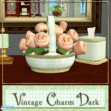 Sims 2 — Vintage Charm Dark -Basket of Roses Recol by Cashcraft — Vintage Charm Dark is a set recolor of my Vintage Charm