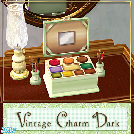 Sims 2 — Vintage Charm Dark - Makeup Case Green by Cashcraft — Vintage Charm Dark is a set recolor of my Vintage Charm