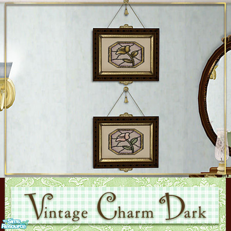 Sims 2 — Vintage Charm Dark - Two Pics Dark Recol by Cashcraft — Vintage Charm Dark is a set recolor of my Vintage Charm