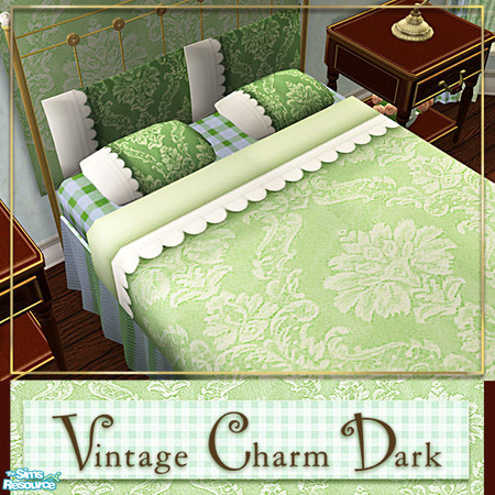 Sims 2 — Vintage Charm Dark - Green & Blue Bedding by Cashcraft — Vintage Charm Dark is a set recolor of my Vintage