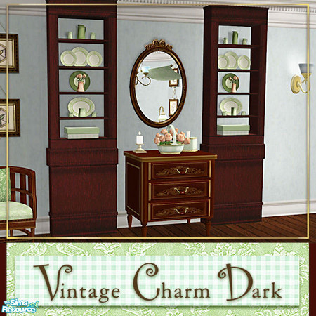 Sims 2 — Vintage Charm Dark -  Dark Cabinet & Deco Recol by Cashcraft — Vintage Charm Dark is a set recolor of my