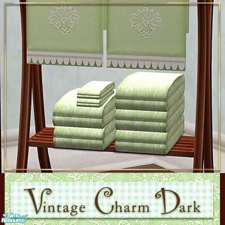 Sims 2 — Vintage Charm Dark -Towels Green Recol by Cashcraft — Vintage Charm Dark is a set recolor of my Vintage Charm