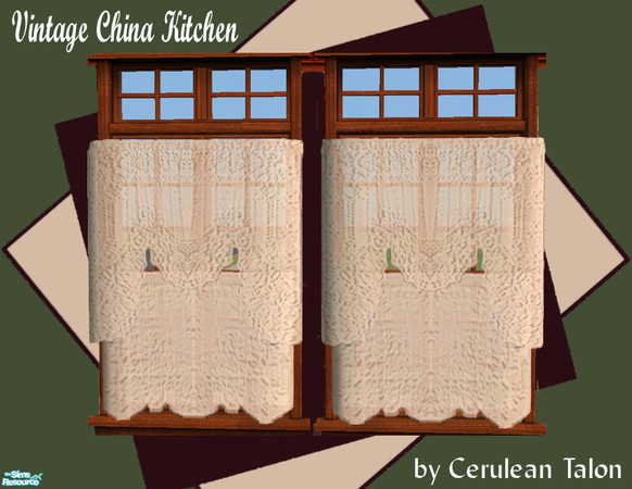 Sims 2 — Vintage China Kitchen - Lace Curtains by Cerulean Talon — Rich colors and textures make this adoreable kitchen a