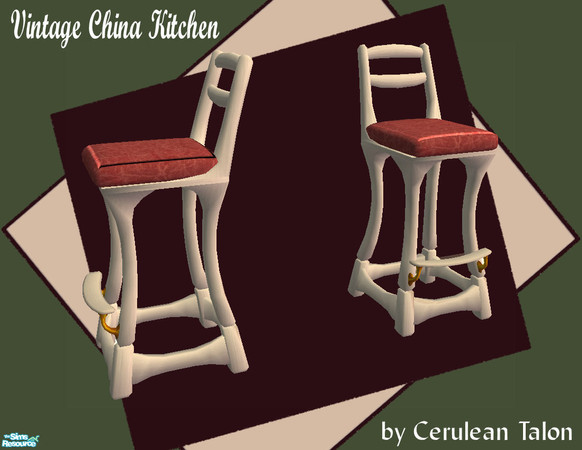 Sims 2 — Vintage China Kitchen - Bar Stool by Cerulean Talon — Rich colors and textures make this adoreable kitchen a