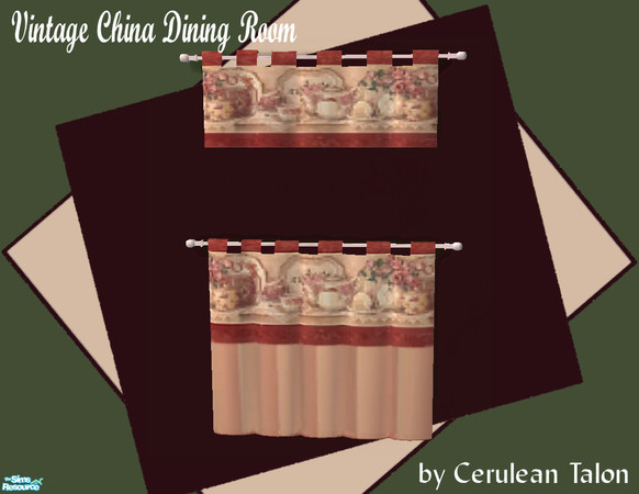 Sims 2 — Vintage China Kitchen - Cafe Curtains by Cerulean Talon — Rich colors and textures make this adoreable kitchen a