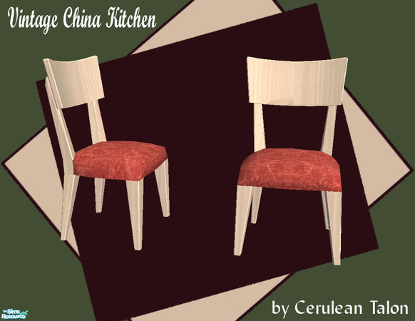 Sims 2 — Vintage China Kitchen - Wooden Dining Chair by Cerulean Talon — Rich colors and textures make this adoreable