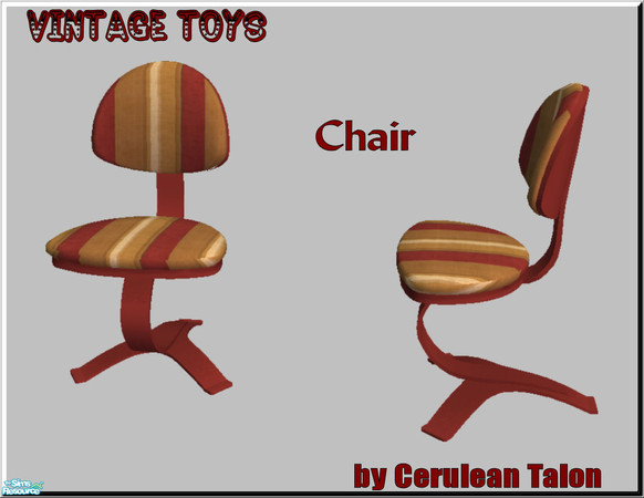 Sims 2 — Vintage Toys Bedroom - Chair  by Cerulean Talon — Rich colors and fun images make this comfortable chair a