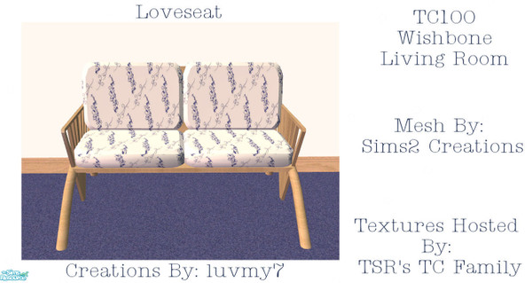 Sims 2 — TC100 Wishbone Living Room -  Loveseat by luvmy7 — A Lovely Living Room recolored using Meshes from Sims2