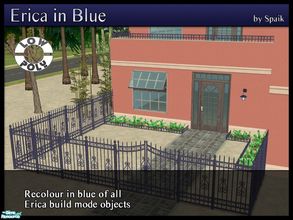 Sims 2 — Erica in Blue SET by Spaik — Blue version of all wrought iron Erica build items. Gates are lockable and need